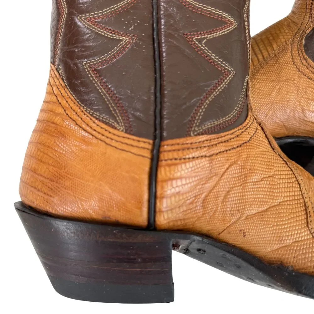Nocona VTG Cowgirl Boots Women's 4B Lizard Skin Western Cowboy Boots Brown Tan